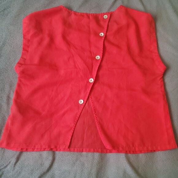 Forever 21 women blouse size large red color round neck solid wrap - Picture 2 of 7